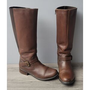 Clarks Tall‎ Leather Brown Riding Boots Womens 9.5 M